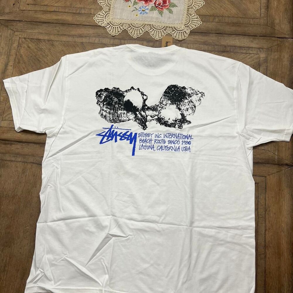 Stussy Men's Pink and Purple T-shirt